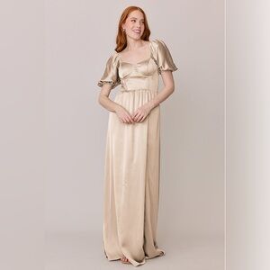 NWT Revelry Size 4 Isabella Satin Dress in Gold Champagne New with Tags